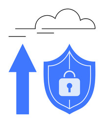 cloud storage upload with data security shield vector image