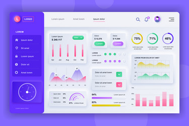 Neumorphic dashboard ui kit admin panel design vector