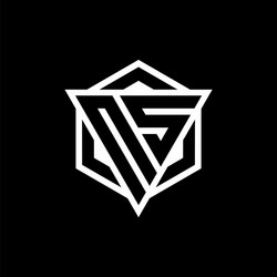 ns logo monogram with triangle and hexagon shape vector image