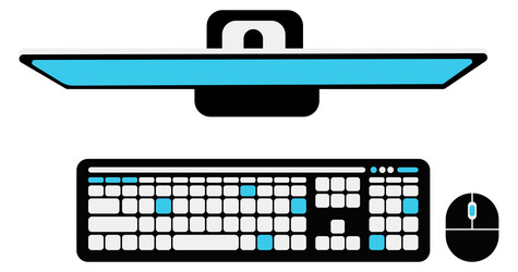 Personal computer top view pc keyboard and mouse vector