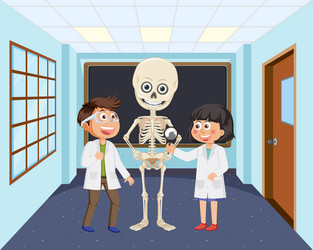 student doing science experiment in laboratory vector image