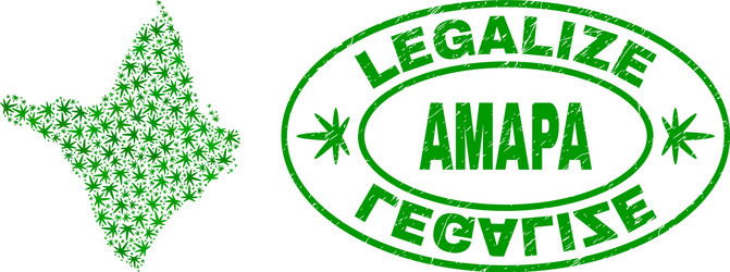 cannabis leaves mosaic amapa state map vector image