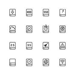 computer disk icon set in outline style vector image