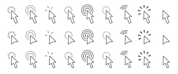 cursor arrow icons computer mouse click vector image