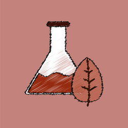 flat shading style icon lab flask with leaf vector image