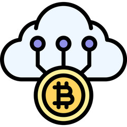 Cloud and bitcoin icon cryptocurrency related vector