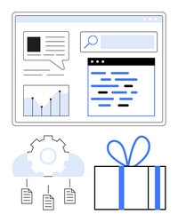 data analytics and cloud integration with gift vector image