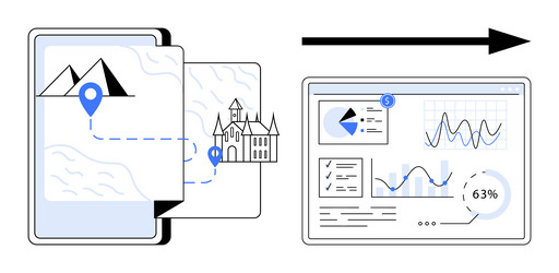 digital map navigation leading to data analytics vector image