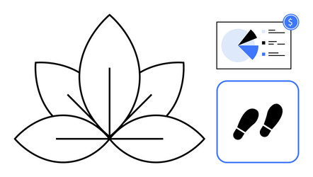 minimalist lotus design with data pie chart vector image