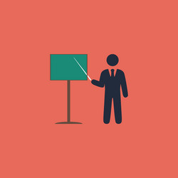 Presentation sign icon man standing with pointer vector