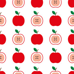 Seamless pattern with red apples on the white vector