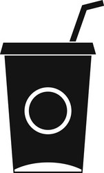 Soft drink in paper cup icon simple style vector