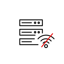 stack of servers and no wi-fi symbol disconnected vector image