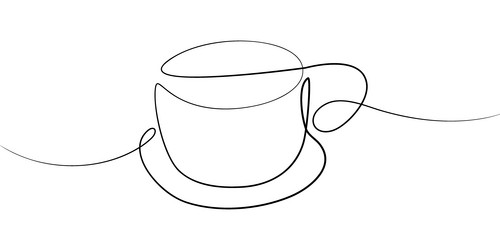 cup in one continuous line of different vector image