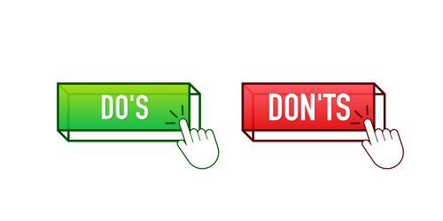 do s and don ts button flat simple thumb up vector