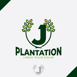 Letter j eco green leaf logo farm vintage vector