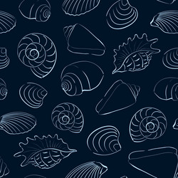 Seashells seamless background vector