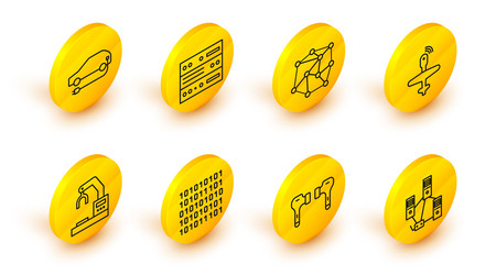 set line computer network air headphones binary vector image