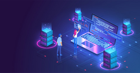 Web Development & Data Center vector image