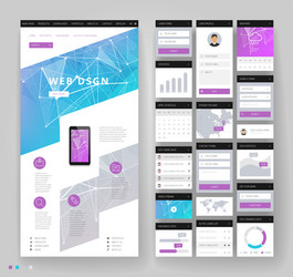 website template design with interface elements vector