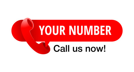 Call us red button phone number place in website vector