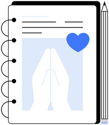 notebook with praying hands and heart vector image