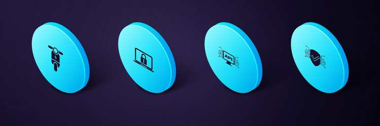 set isometric cyber security computer api vector image