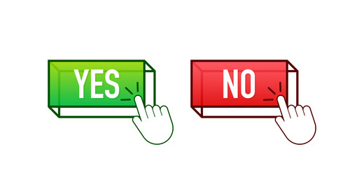 yes and no button with coursor feedback concept vector