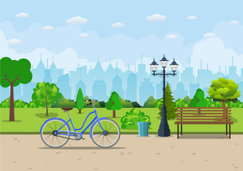 bench with tree and lantern in the park vector image