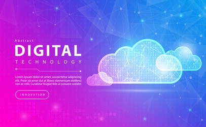 Digital technology and cloud computing banner pink vector