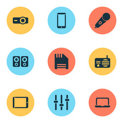 Electronics icons set with radio mic floppy disk vector