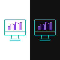 line computer monitor with graph chart icon vector image