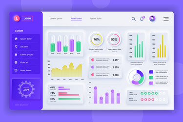 neumorphic dashboard ui kit admin panel design vector image