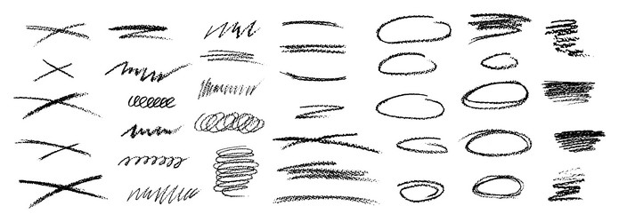 set of chalk scribble frames and line brush vector image