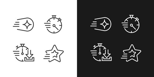 Speed and time pixel perfect linear icons set vector