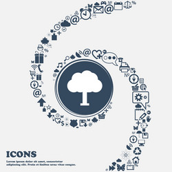 tree forest icon sign in the center around vector image