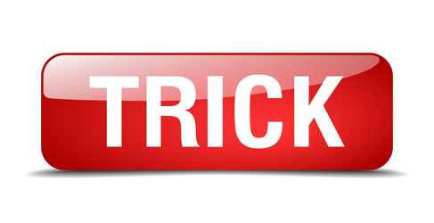 trick red square 3d realistic isolated web button vector image
