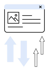 website interface with upward and downward arrows vector image