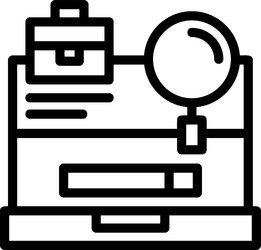 laptop with a job search button linear style icon vector image