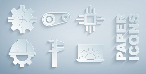 set calliper or caliper and scale processor vector image