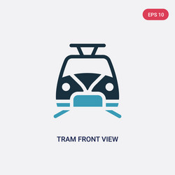 Two color tram front view icon from vector