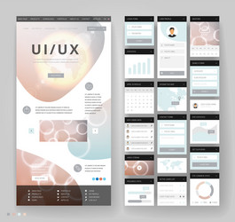 website template design with interface elements vector image