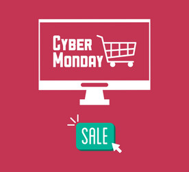computer shopping cart and cyber monday design vector image