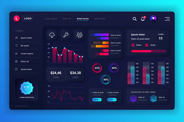 neumorphic dashboard ui kit admin panel design vector image
