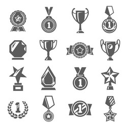 prize cup medal icons set isolated on white vector