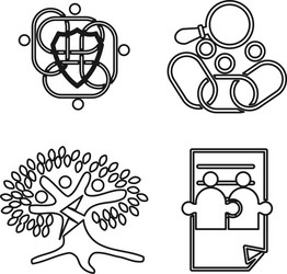 shield tree paper commitment teamwork together vector image