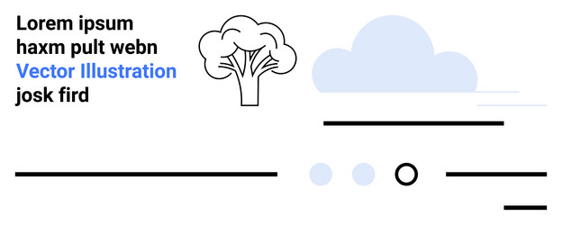 simple tree and cloud outline with text elements vector image