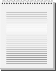 blank notepad notebook with white lined pages vector image