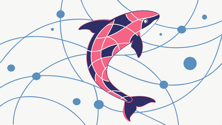 dynamic fish silhouette with abstract flowing vector image