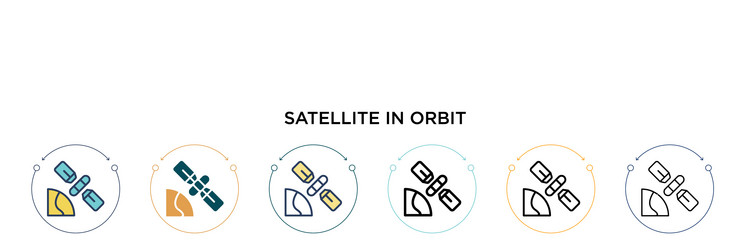 Satellite in orbit icon filled thin line vector